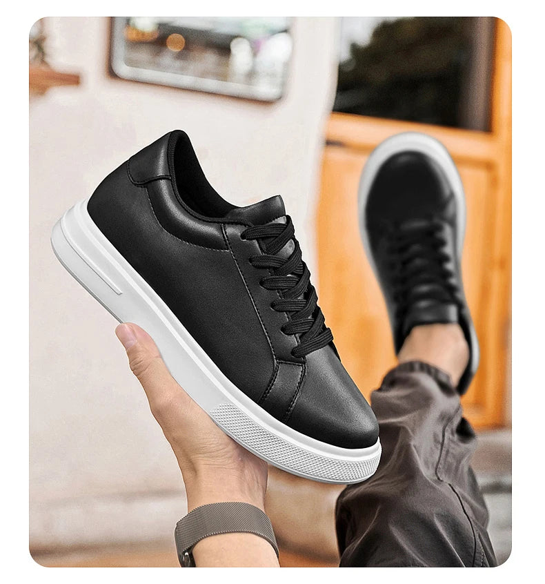 New  Men's Sneakers Elevator Shoes Heightening Height Increase Insole 6-10CM High Heels Shoes Leather Sport Shoes Men Shoes