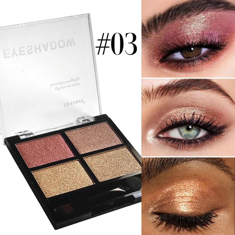 4-Color Smoky Gray Eye Shadow Palette Pearly Matte Earth Color Eyeshadow Pallete Shiny Sequins Eye Pigments Lasting Makeup