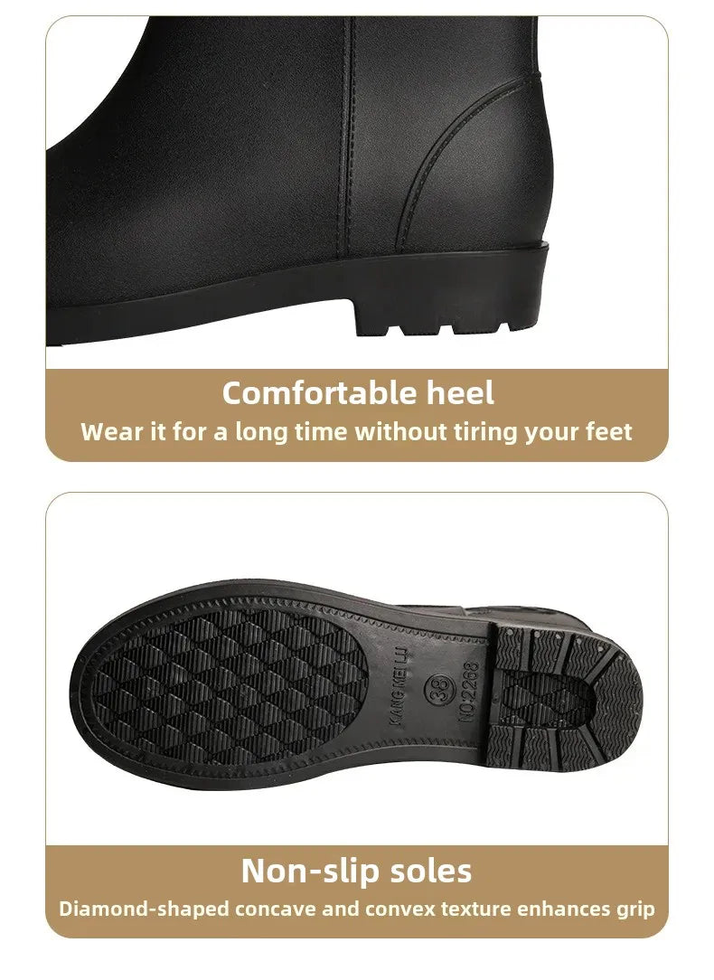 Fashionable Women's Mid-Calf Rain Boots Fleece Lined Anti-Slip Half Boots Adult Rain Shoes Wholesale From China Land