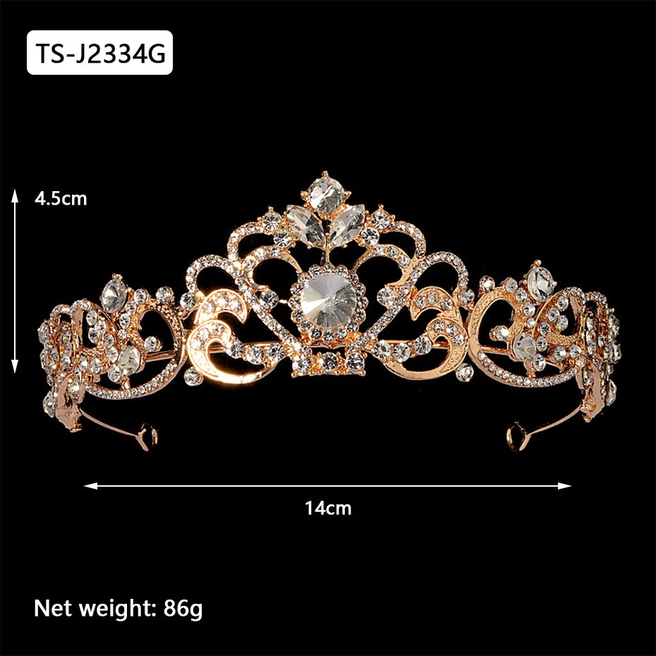 Gold Color Tiaras and Crowns for Women Wedding Bridal Hair Accessories Pearl Rhinestone Headpiece Bride Headdress Prom Jewelry