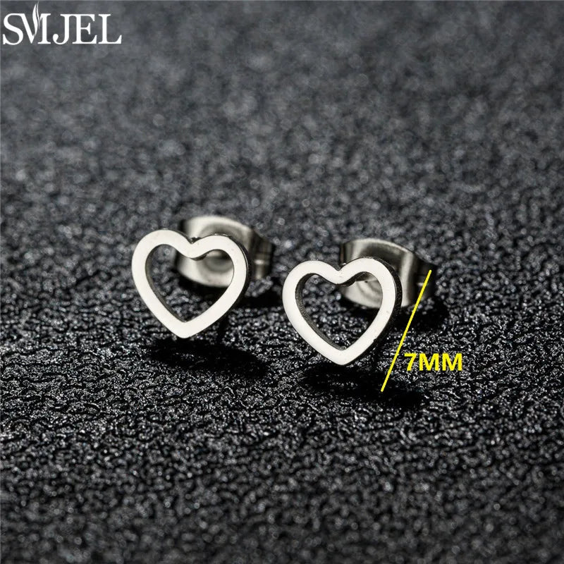 Romantic Simple Tiny Heart Earrings Female Minimalist Stainless Steel Love Stud Earring Hypoallergenic Jewelry Wedding Gift