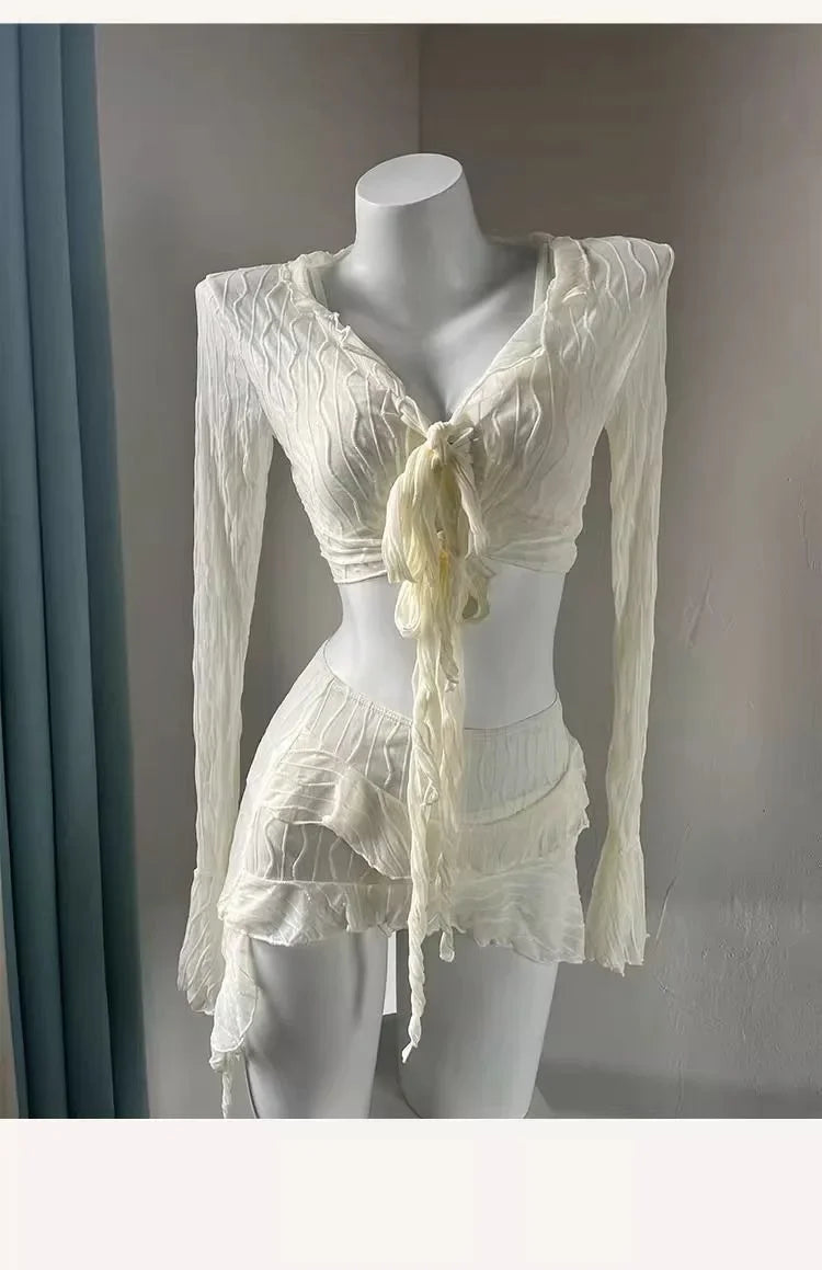 Sexy Bikini Swimsuit Women's Conservative Slimming Cover-Up Separate Swimwear Four-Piece Set Beach Vacation Hot Spring Swimming