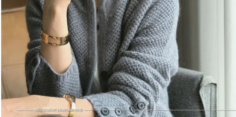 Autumn Winter New Thickened 100% Cashmere Wool Cardigan Women Stand Neck Sweater Sweater Loose Knit Base Wool Sweater Jacket