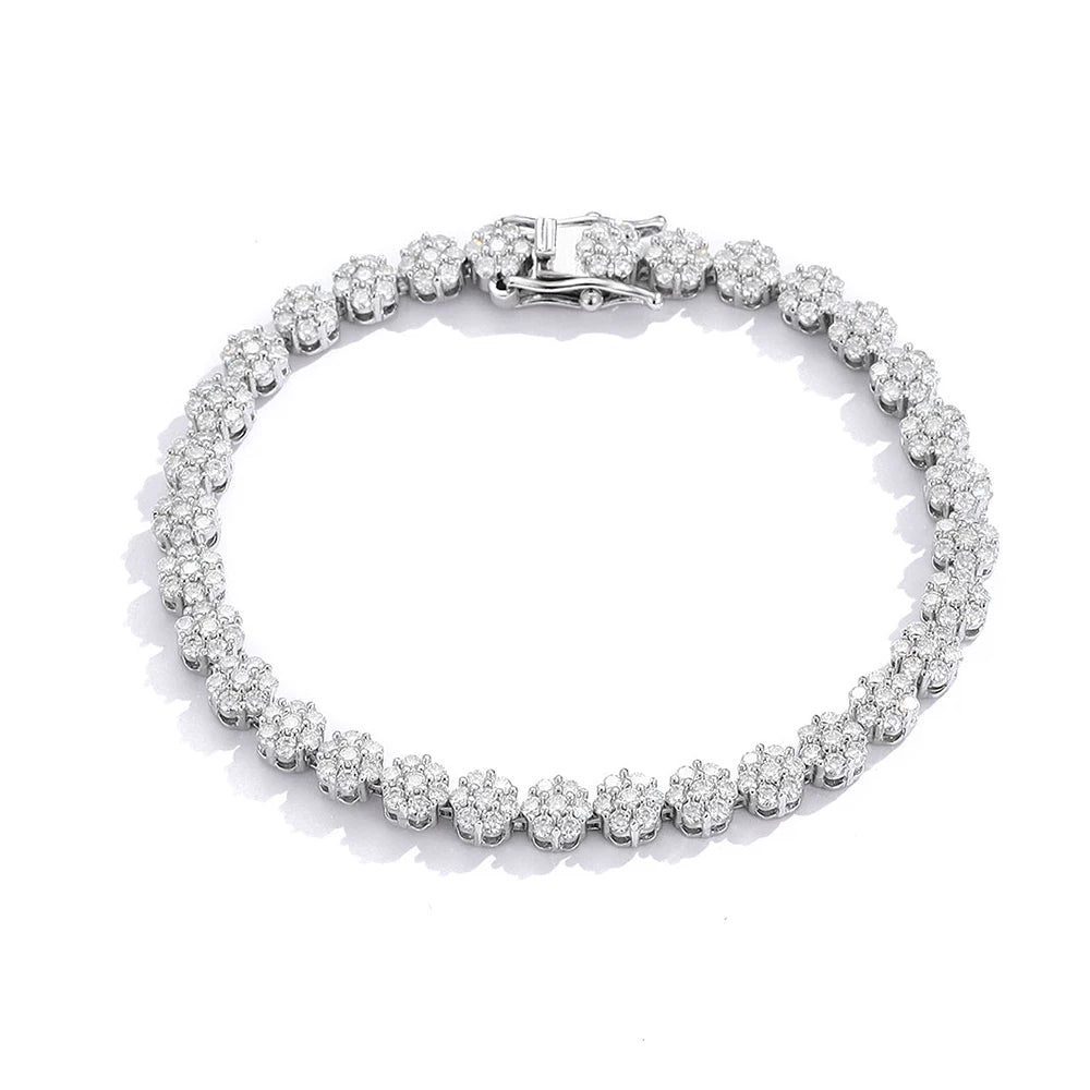 BXINY Flower Full Moissanite Tennis Bracelets 925 Sterling Silver D Color Lab Diamond for Women Hand Chain Gift Fine Jewelry GRA