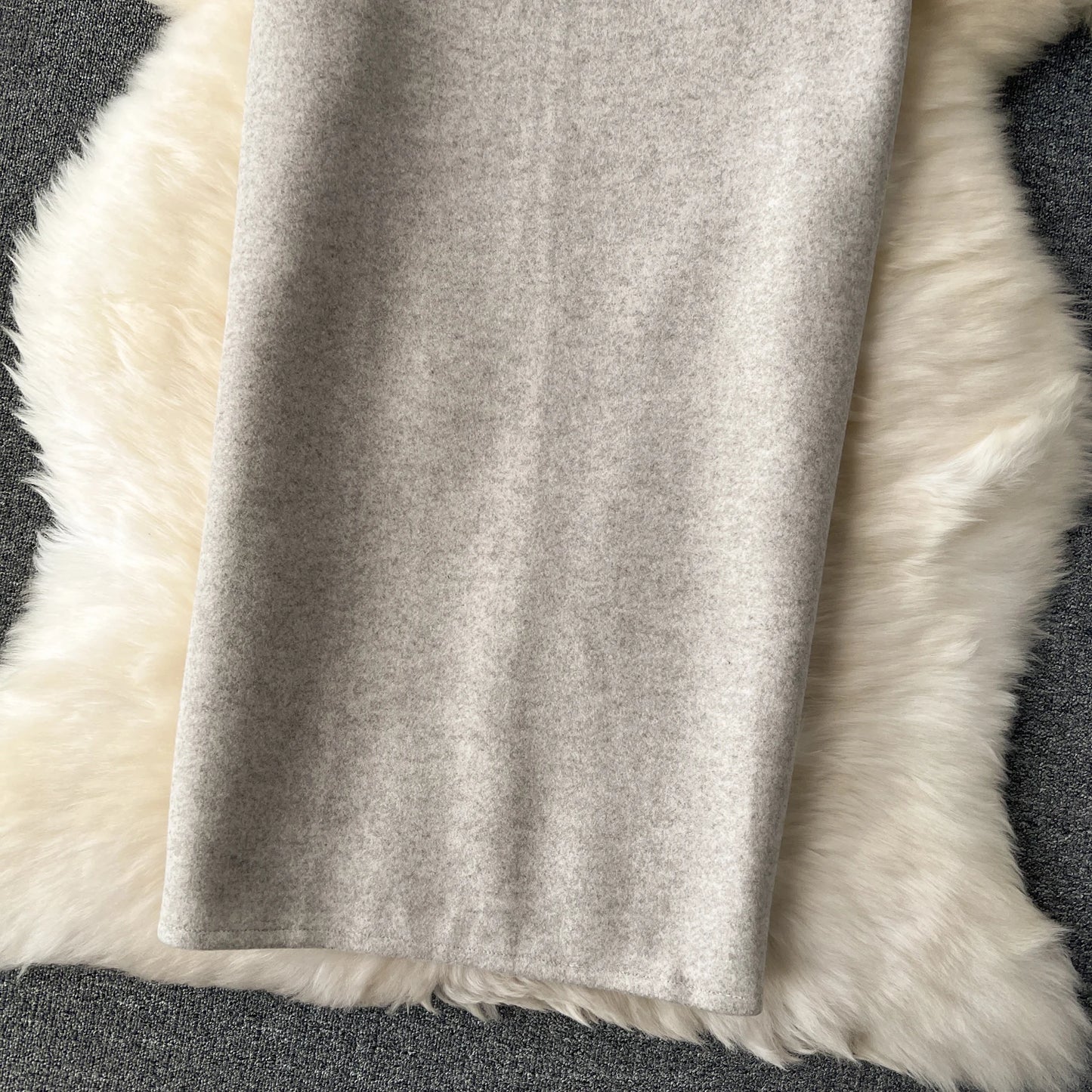 Woolen Midi Skirt Women Autumdn Winter High Waisted Elegant Pencil Skirt Female Slim Split Work Skirts