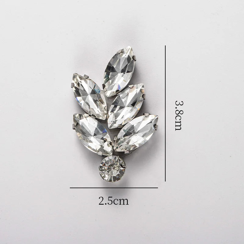 QIAO 5pcs Rhinestones Ornament Crystal Clear Iron on Diamond Rhinestones for Clothing Bags Hoodie Decorations Accessories