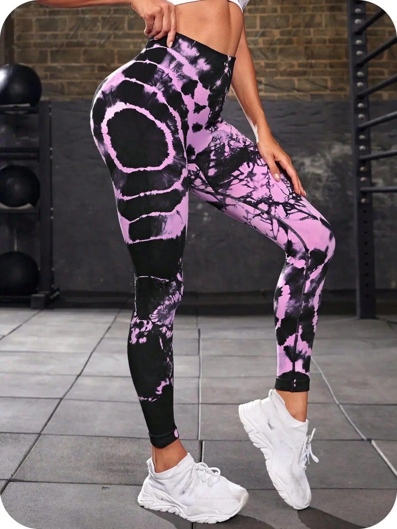 Tie Dye Yoga Pants High Waist Peach Hip Fitness Pants Running Outdoor Sports women's High Lift High Elastic Leggings Daily Wear