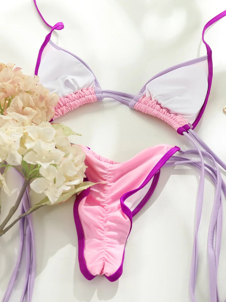 Rinabe Bikinis Bandage Swimsuit Floral Print Bikini Sets Women 2025 New Swimwear Triangle Beachwear Summer Bathing Suit