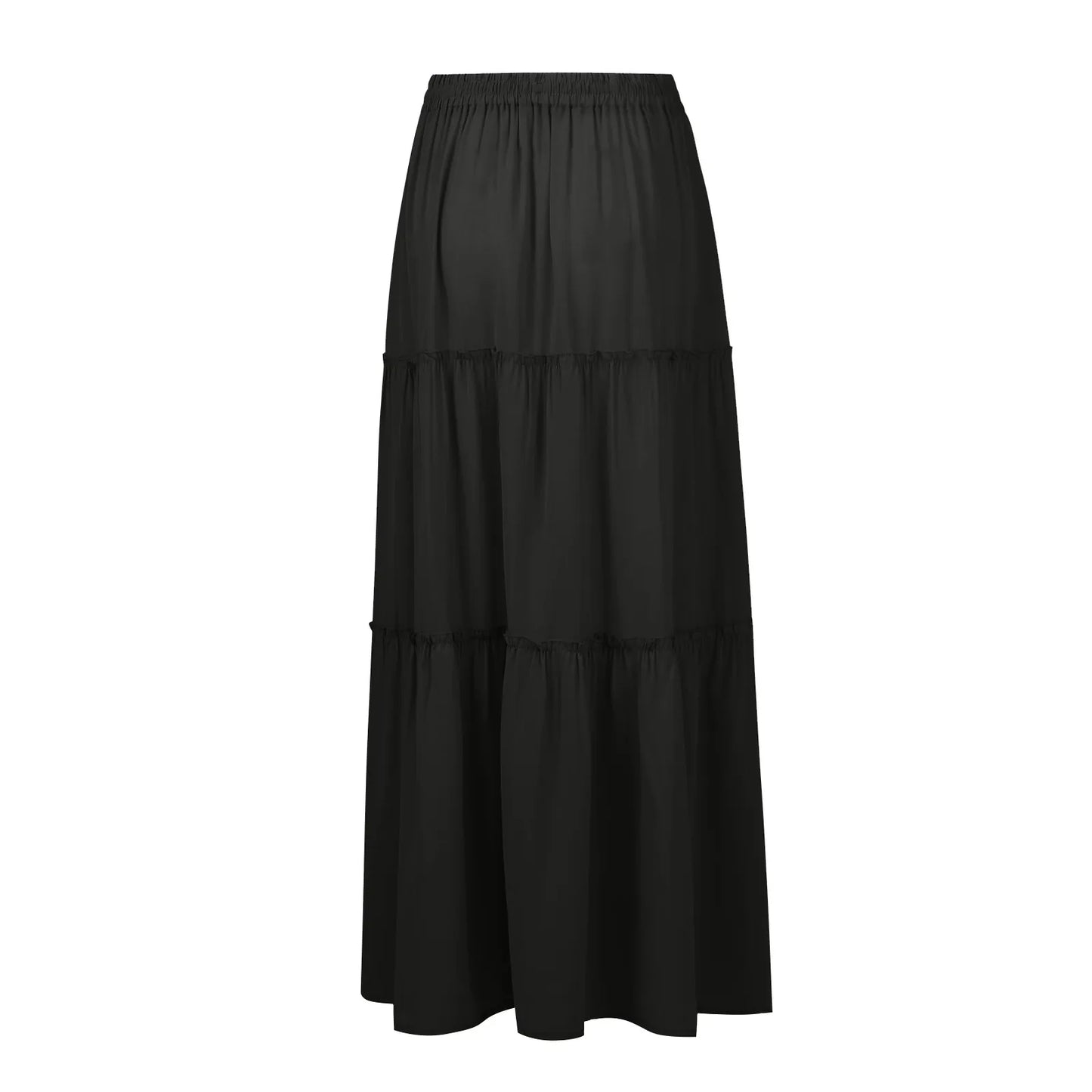 Women long skirt Fashion Solid Color Long Skirts Elastic Waist faldas Loose Casual High Waist saia Versatile Half-Body Dress