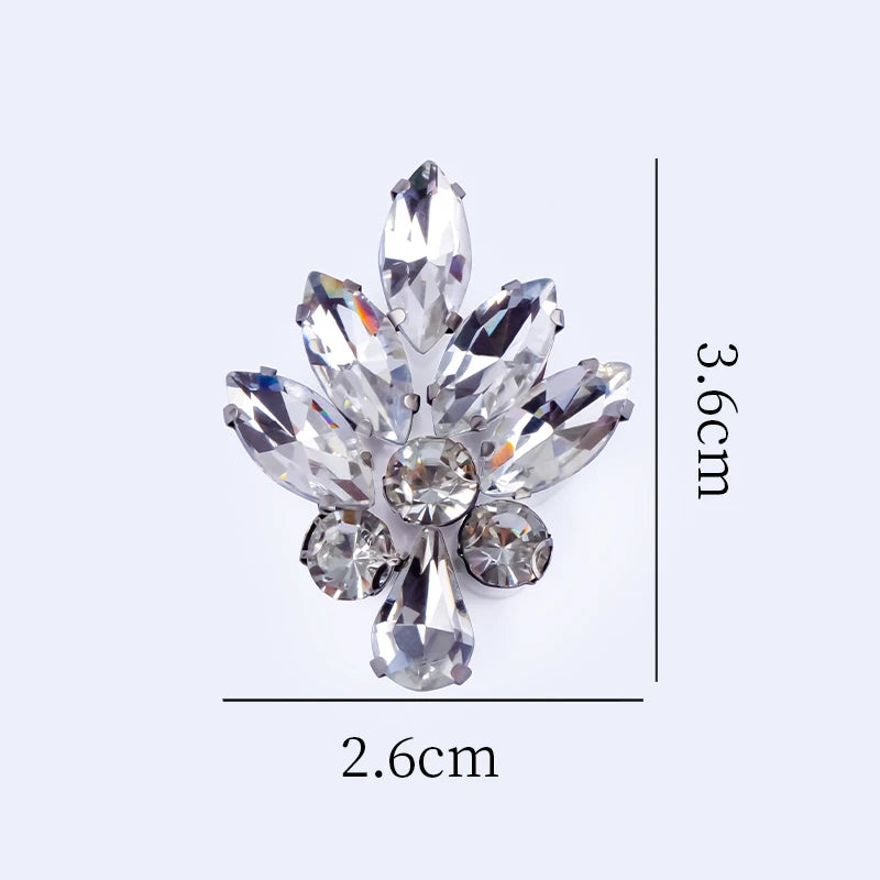 QIAO 5pcs Rhinestones Ornament Crystal Clear Iron on Diamond Rhinestones for Clothing Bags Hoodie Decorations Accessories