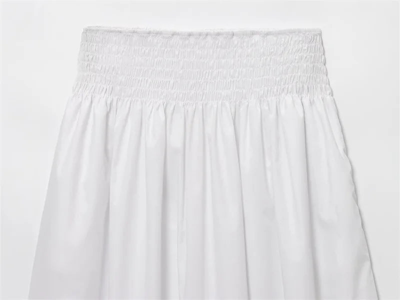 Women's Skirt 2025 New European and American Style Solid Color Poplin Long Skirt Summer Women's Casual Midi Skirt