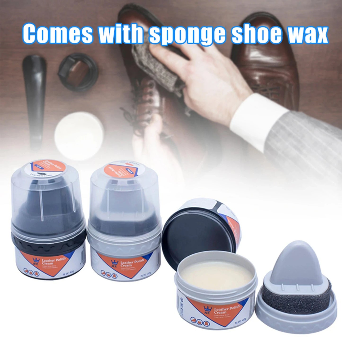 Leather Shoes Care Kit with Sponge Shoe Brush Shoe Cleaning Kit including Shoe Polish Cream for Leather Shoes Bags Maintenance