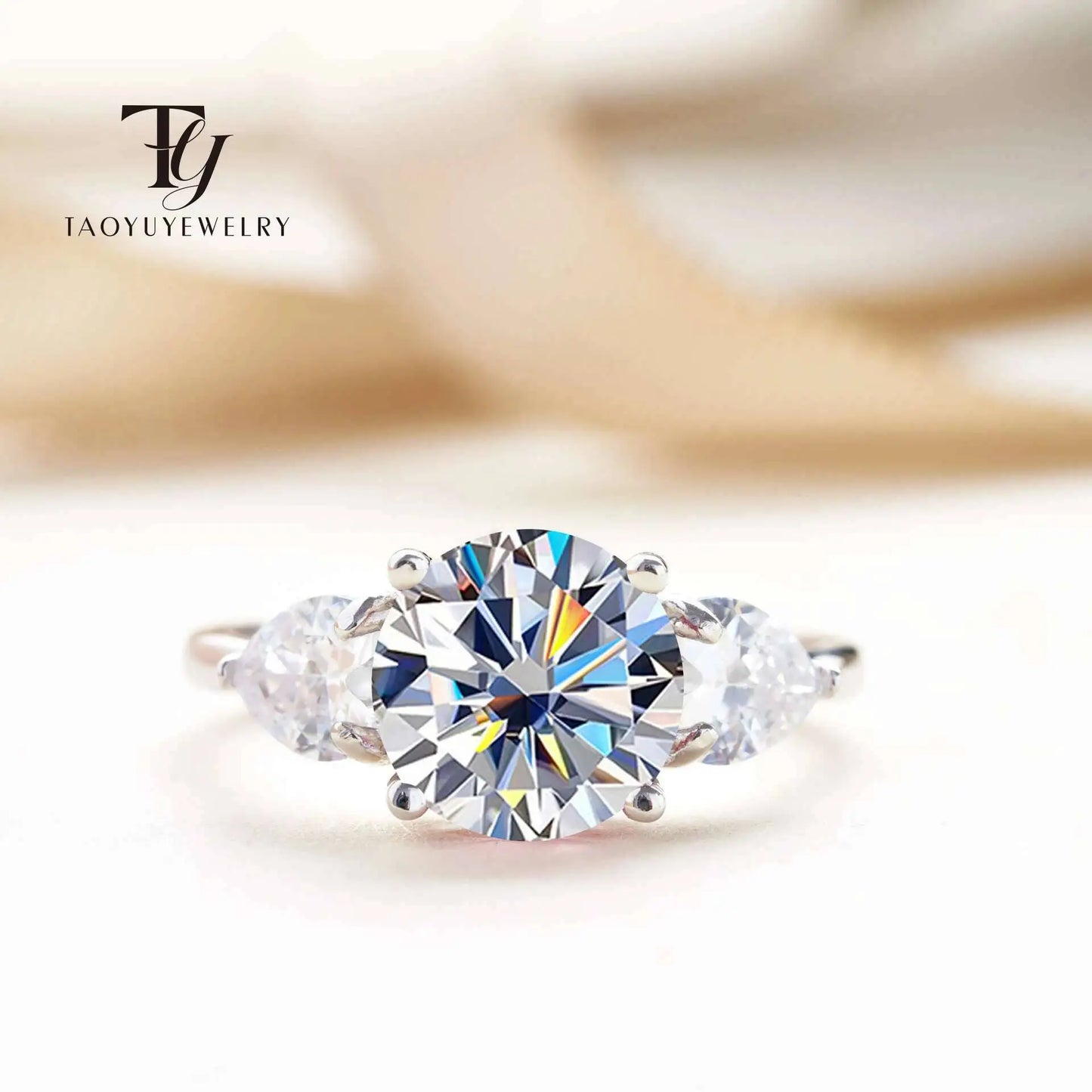 Luxury 9mm 3ct D Color Moissanite Rings Classic 4 Prong S925 Sterling Silver Fine Jewelry Dating Gift For Women Wedding Bands
