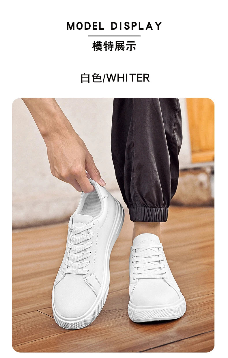 New  Men's Sneakers Elevator Shoes Heightening Height Increase Insole 6-10CM High Heels Shoes Leather Sport Shoes Men Shoes