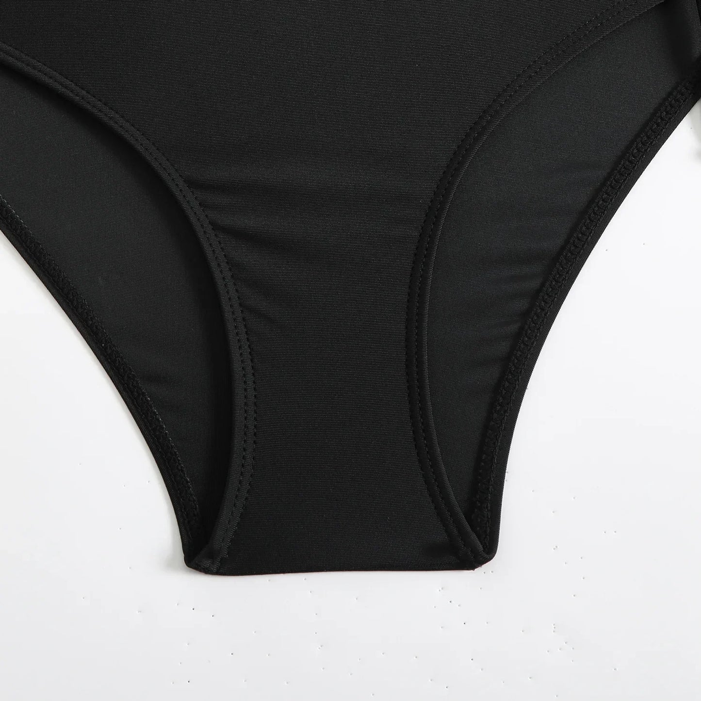 Fashionable Pure Color Nylon Fabric Bikini Set Sexy Two-Piece Swimsuit Drawstring Design Separate Top And Bottom for Women