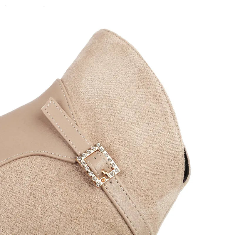 REAVE CAT Sexy Women Ankle Boots Big Size 46 47 Pointed Toe Autumn Flock Suede Shoes Party Elegant Bota 33 34