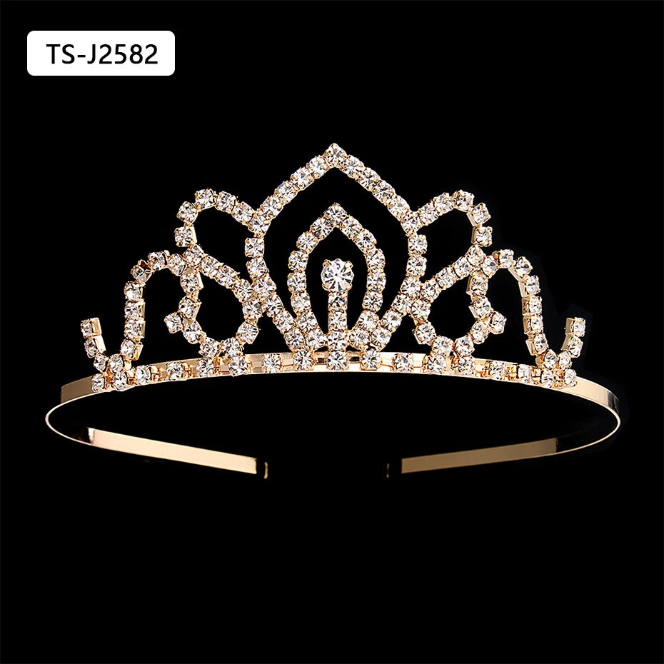 Gold Color Tiaras and Crowns for Women Wedding Bridal Hair Accessories Pearl Rhinestone Headpiece Bride Headdress Prom Jewelry