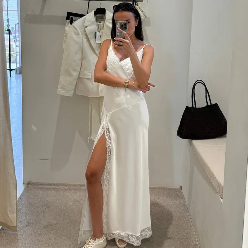 Talenza Black Luxury Evening Dress Women Sexy Lace Patchwork Sleeveless Backless Dress Elegant Party Look Fashion  Female Dress