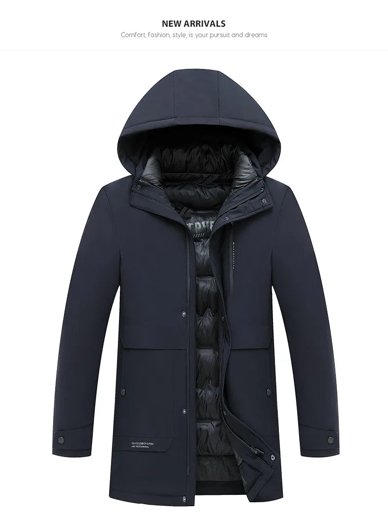 Top Grade Thicken Fashion Winter Casual Outerwear Warm Designer Hooded Parka Coat Mens Newest Jacket Windbreaker Mens Clothes