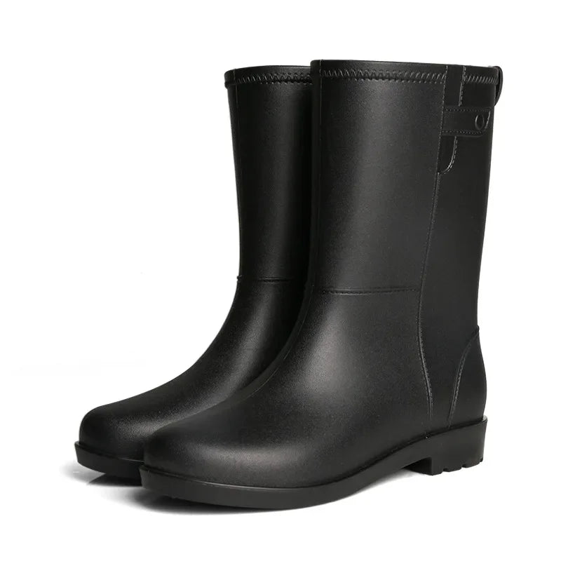 Fashionable Women's Mid-Calf Rain Boots Fleece Lined Anti-Slip Half Boots Adult Rain Shoes Wholesale From China Land
