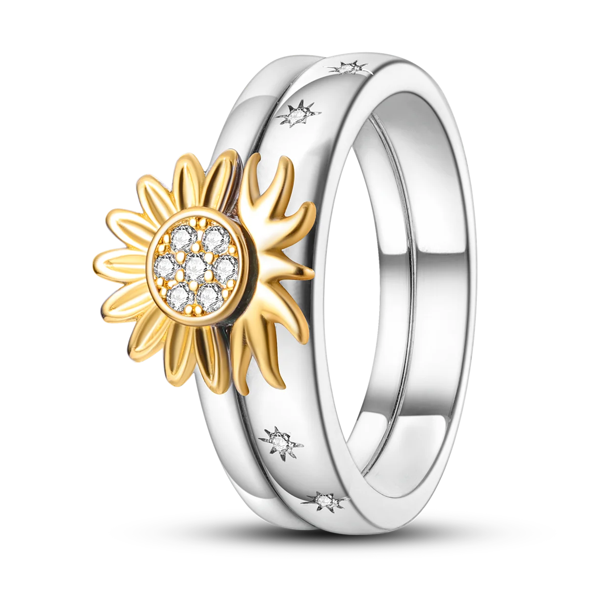 Silver Plated Women Luxury Stackable Ring Real Infinite Flower Daisy Fine Jewelry Rings For Engagement Weddling Party