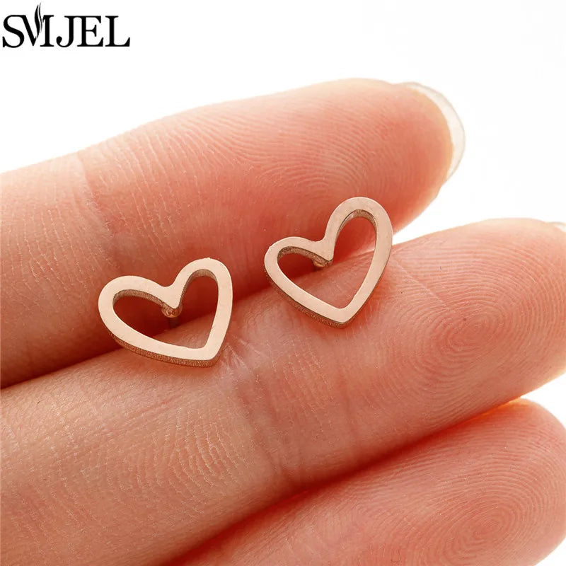 Romantic Simple Tiny Heart Earrings Female Minimalist Stainless Steel Love Stud Earring Hypoallergenic Jewelry Wedding Gift