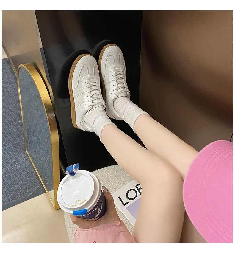 Women Tennis Sneakers Flats Ladies Fashion Mixed Colors Lace-up Vulcanized Shoes Spring Autumn Woman Outdoor Trainers Footwear