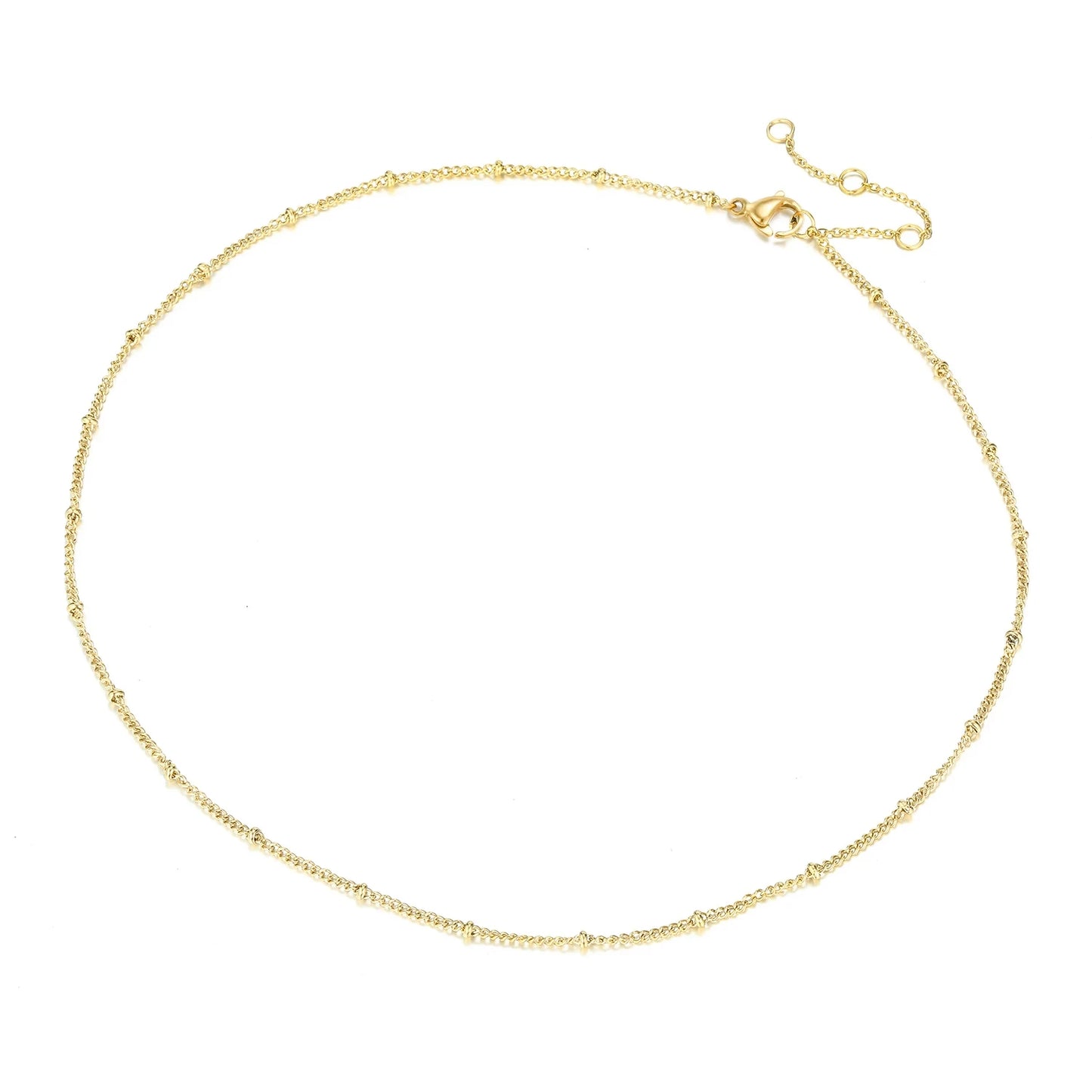 CARLIDANA Dainty Gold Color Layered Chain Women Non Tarnish Ladies Stainless Steel Beads Chain Necklace Jewelry