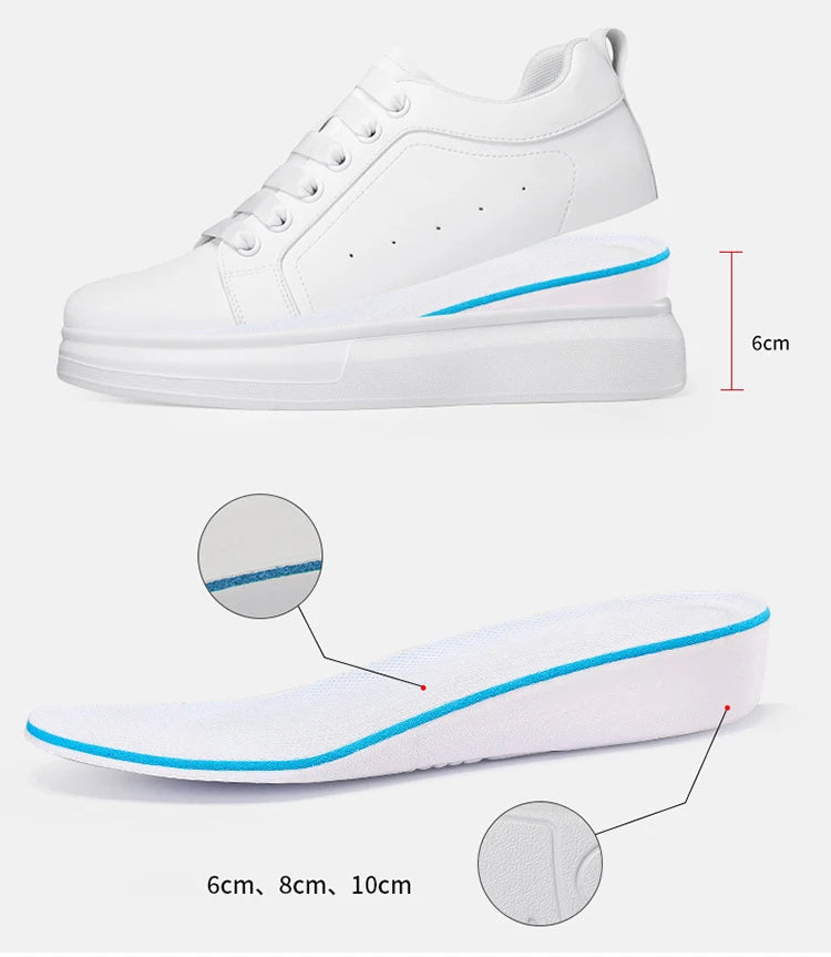 Fashion PU Leather Elevator Shoes for Men 6cm 8cm 10cm Invisible Height Increase White Sneakers Cortex Heightening Casual Shoes