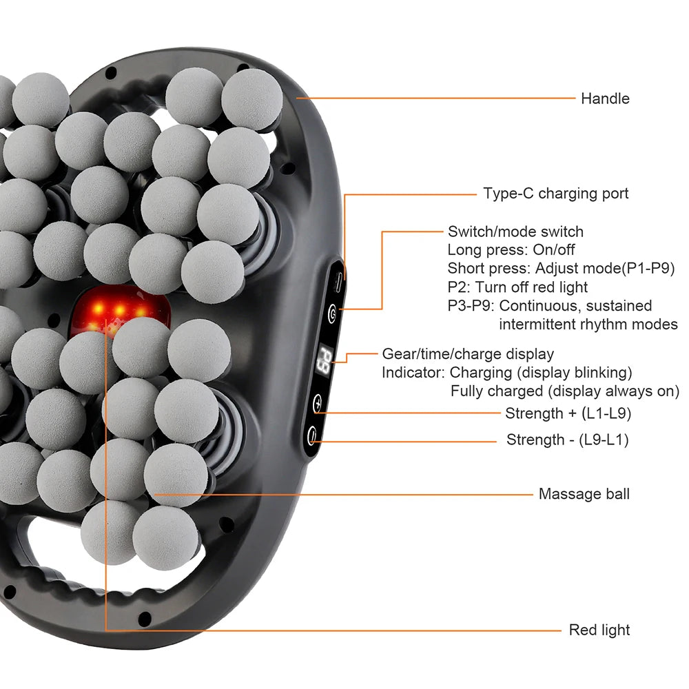 Multi-head Fascia Gun Deep Relaxation Muscle Red Light Deep Tissue Body Muscle Massage Gun