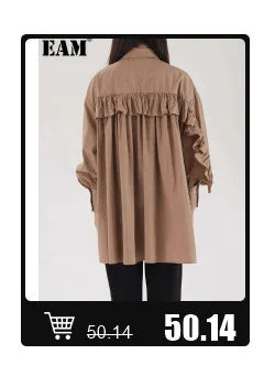 [EAM] High Elastic Waist Black Irregular Pleated Midi Elegant Half-body Skirt Women Fashion Tide New Spring Autumn 2025 1DJ0400