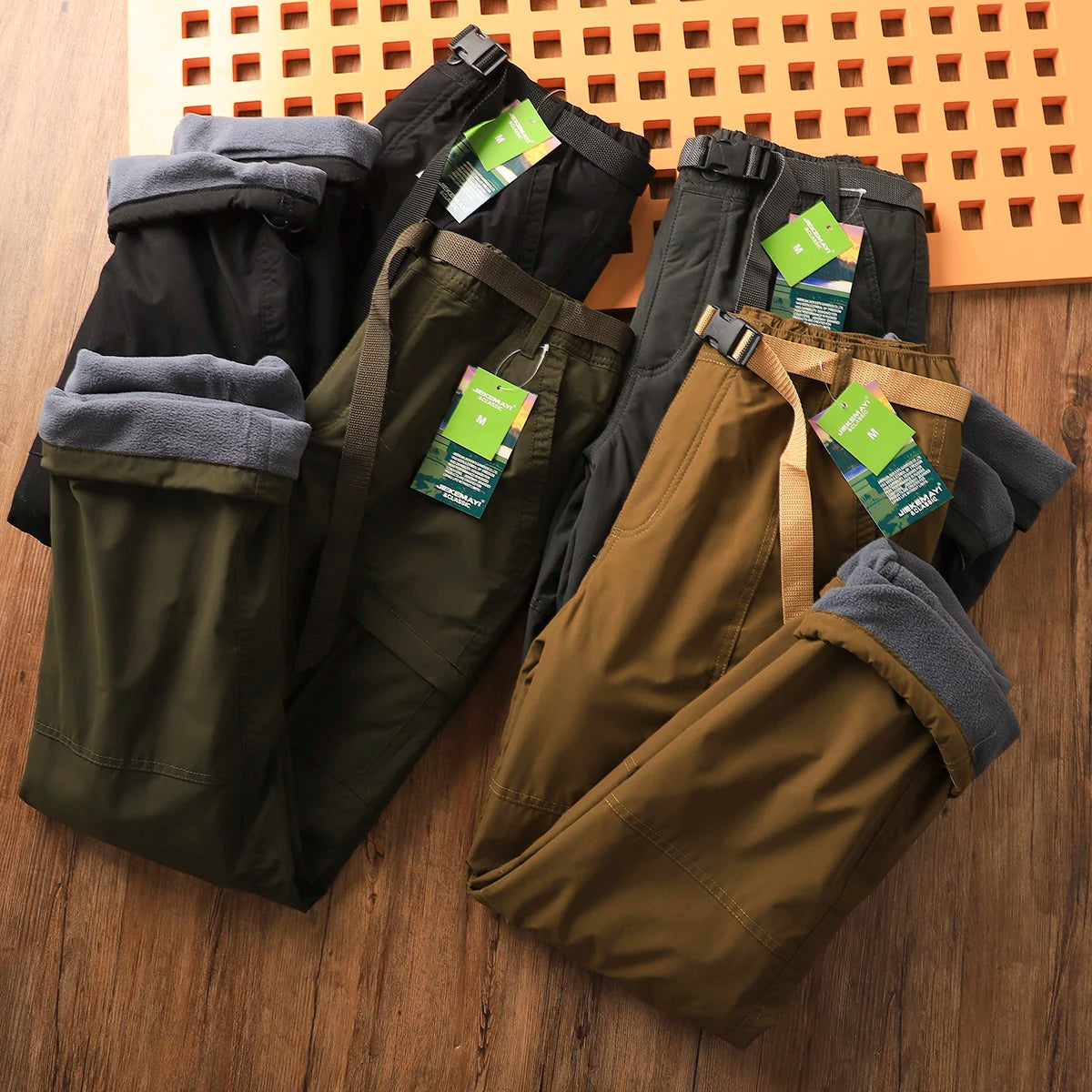 Outdoor Men's Windproof Waterproof Hiking Sports Loose Straight Multibag Workwear Casual Long Trousers Faionable Urban Sle