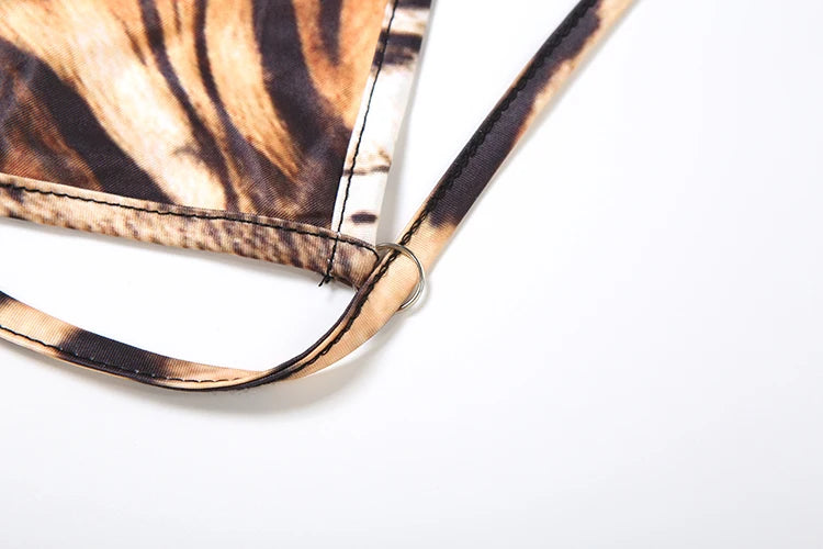 Sisterlinda Sexy Backless Dress Women Hollow Tiger Print Sleeveless Stretch Turtleneck Midnight Prom Party Clubwear Long Bodycon