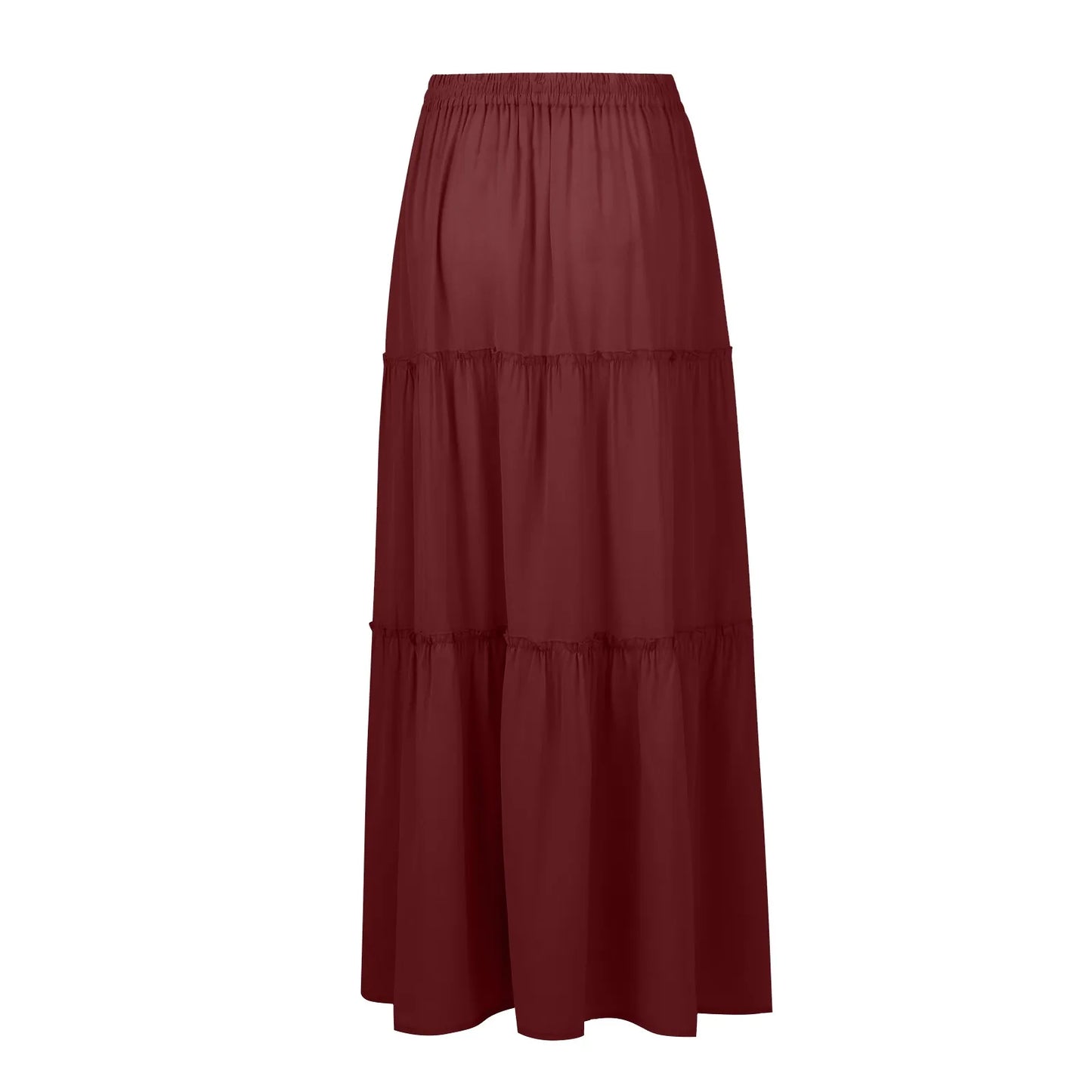 Women long skirt Fashion Solid Color Long Skirts Elastic Waist faldas Loose Casual High Waist saia Versatile Half-Body Dress