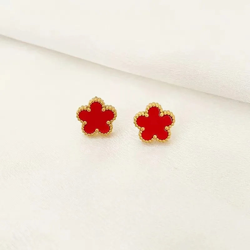 1/2/3Pcs 18K Gold Plated Stainless Steel Five Leaf Bracelet for Women, Elegant Flower Design Necklace Bracelet Jewelry Gift