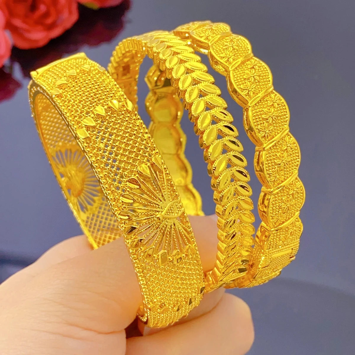 XUHUANG Indian Luxury  Bangles Bracelet Jewelry for Women Wedding Dubai 24k Gold Color Charm Accessories for Arabic Party Gifts