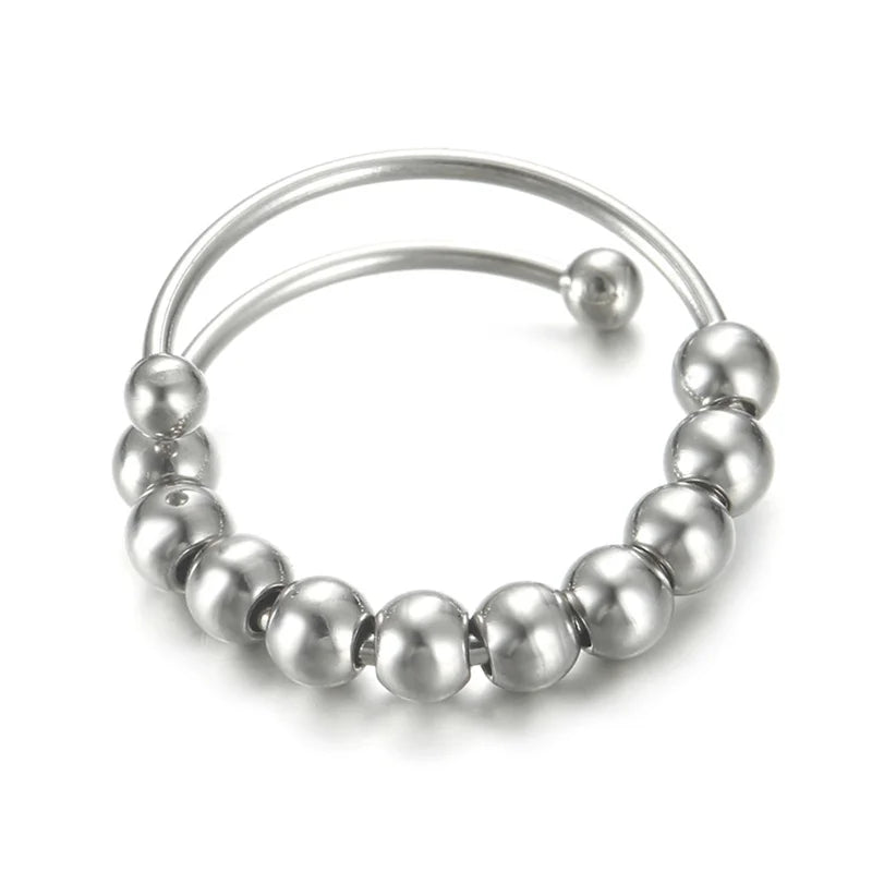 Stainless Steel Balls Beads Rings for Girls women  Rotate Freely  Antistress Spiral Bead Rotate esthetic Jewlery