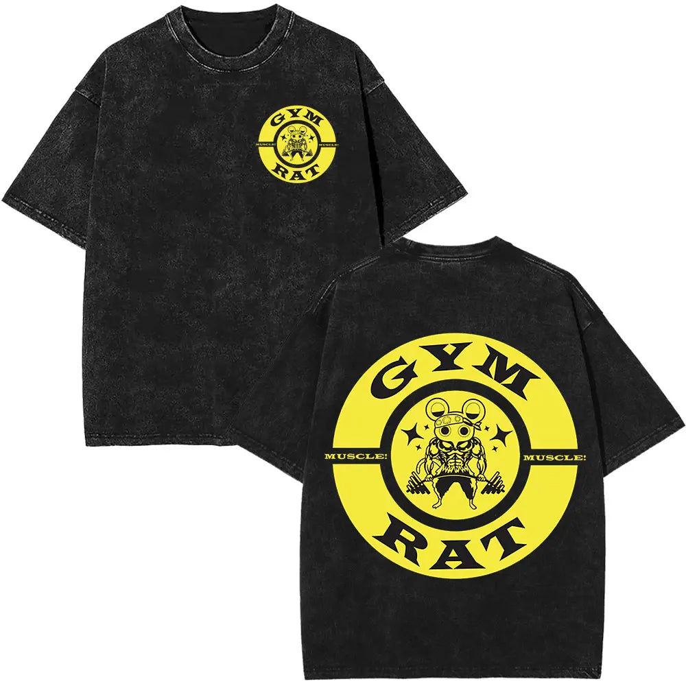 Demon Slayer Tengen Uzui Ninju Mice GYM Washed T Shirts Kimetsu No Yaiba Tee Shirt Cotton T-Shirt Unisex Casual Oversized Tops