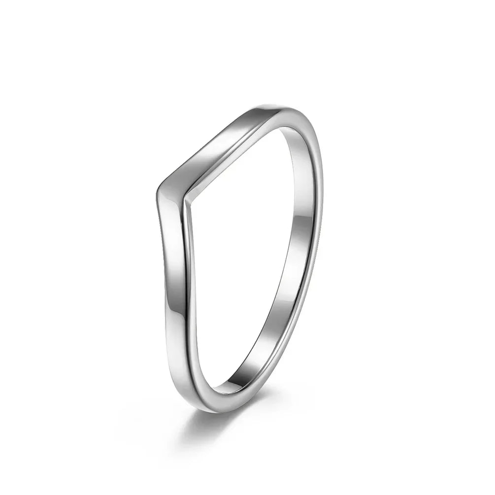 Minimalist Heart Shaped Stainless Steel Female Ring 2mm Thin Style Love Wedding Anniversary Gift Romantic Jewelry