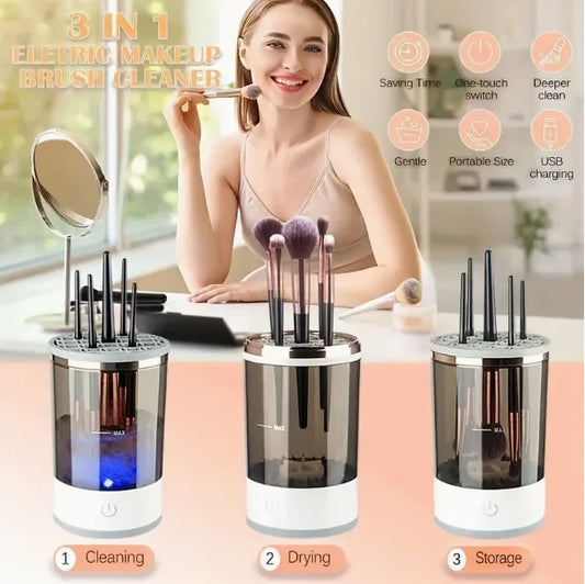 Electric lazy makeup brush cleaner | Automatic cleaning with storage box special cleaning storage for makeup tools