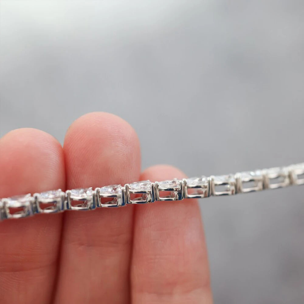 3*5mm Pear Cut D Color Full Moissanite Tennis Bracelet for Women Men 925 Sterling Silver Waterdrop Shape Hand Chain Fine Jewelry