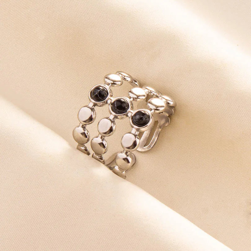 5PCS Boho Turquoise Rings Hippie Stainless Steel White Gemstone Adjustable Rings Women Girls Gift Knuckle Rings Bohemian Jewelry