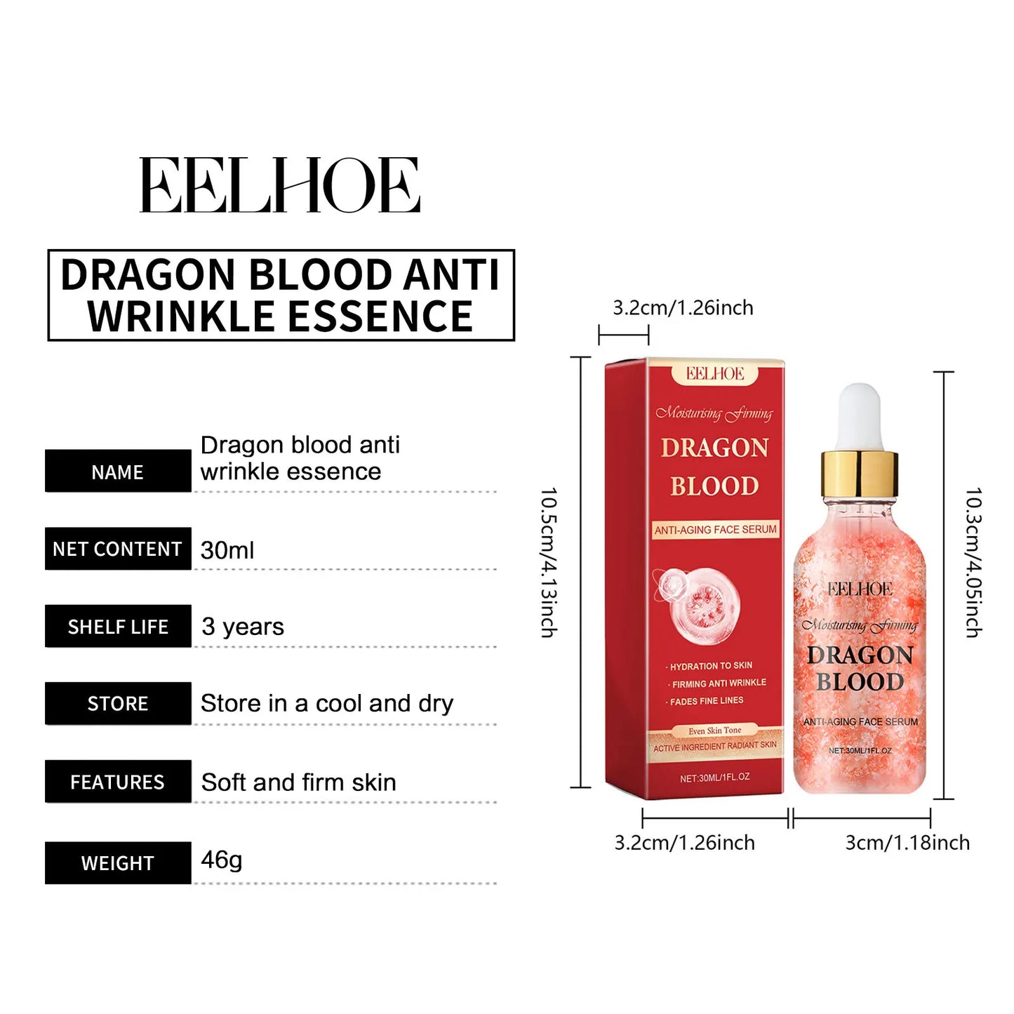 EELHOE Dragon Blood Cream Rejuvenation Facial Treatments Reduce Fine Lines Anti Wrinkle Tighten Skin Lifting Dragon Blood Serum