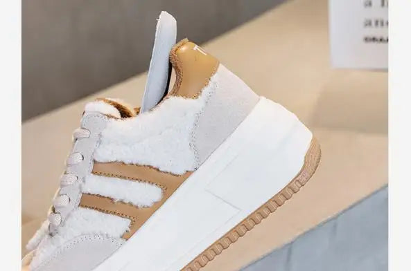 6CM Pink Natural Genuine Leather Fashion Breathable Casual Women's Shoes Platform Warm Plush Winter Autumn Comfy Ankle Booties