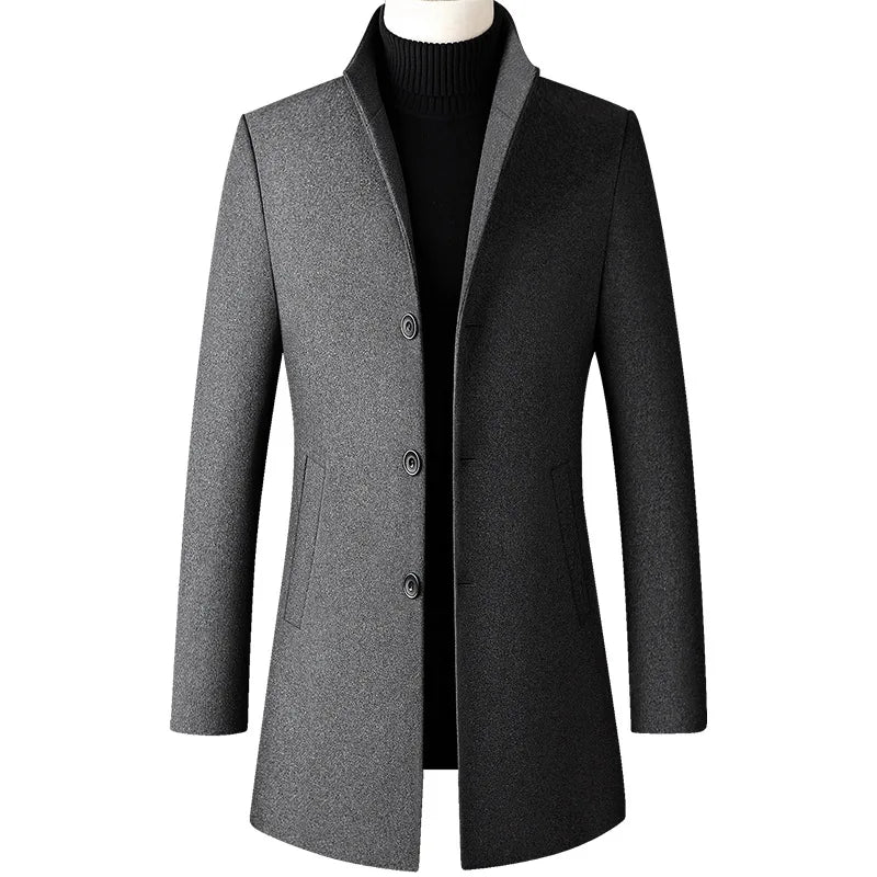 Men Long Trench Coats Cashmere Winter Jackets Wool Blends New Autumn Winter Coats Male Business Casual Trench Coats Size 4XL