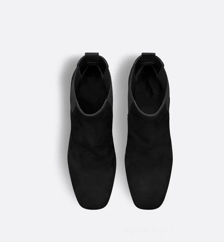 New Black Suede Personalized Hollow Out Heel Short Boots Autumn Winter Fashion Commuting Shopping Women's Ankle Boots Size 34-43