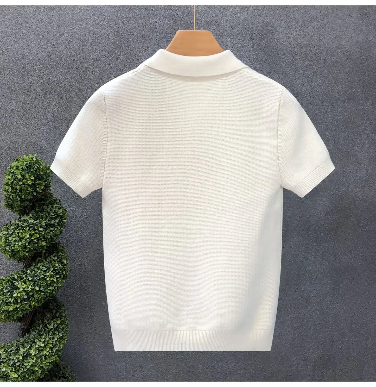 Casual Knitted Polo Shirt Men's Short Sleeve Cuban Collar T-Shirt Summer Fashion Individualistic Turn-down Collar Male Top