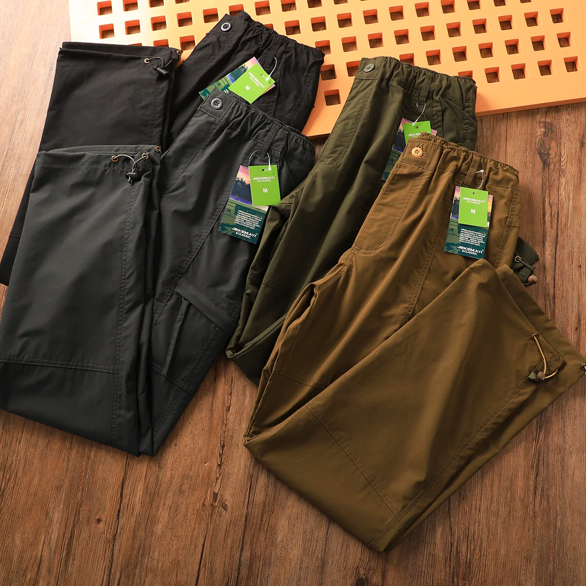 Outdoor Men's Windproof Waterproof Hiking Sports Loose Straight Multibag Workwear Casual Long Trousers Faionable Urban Sle