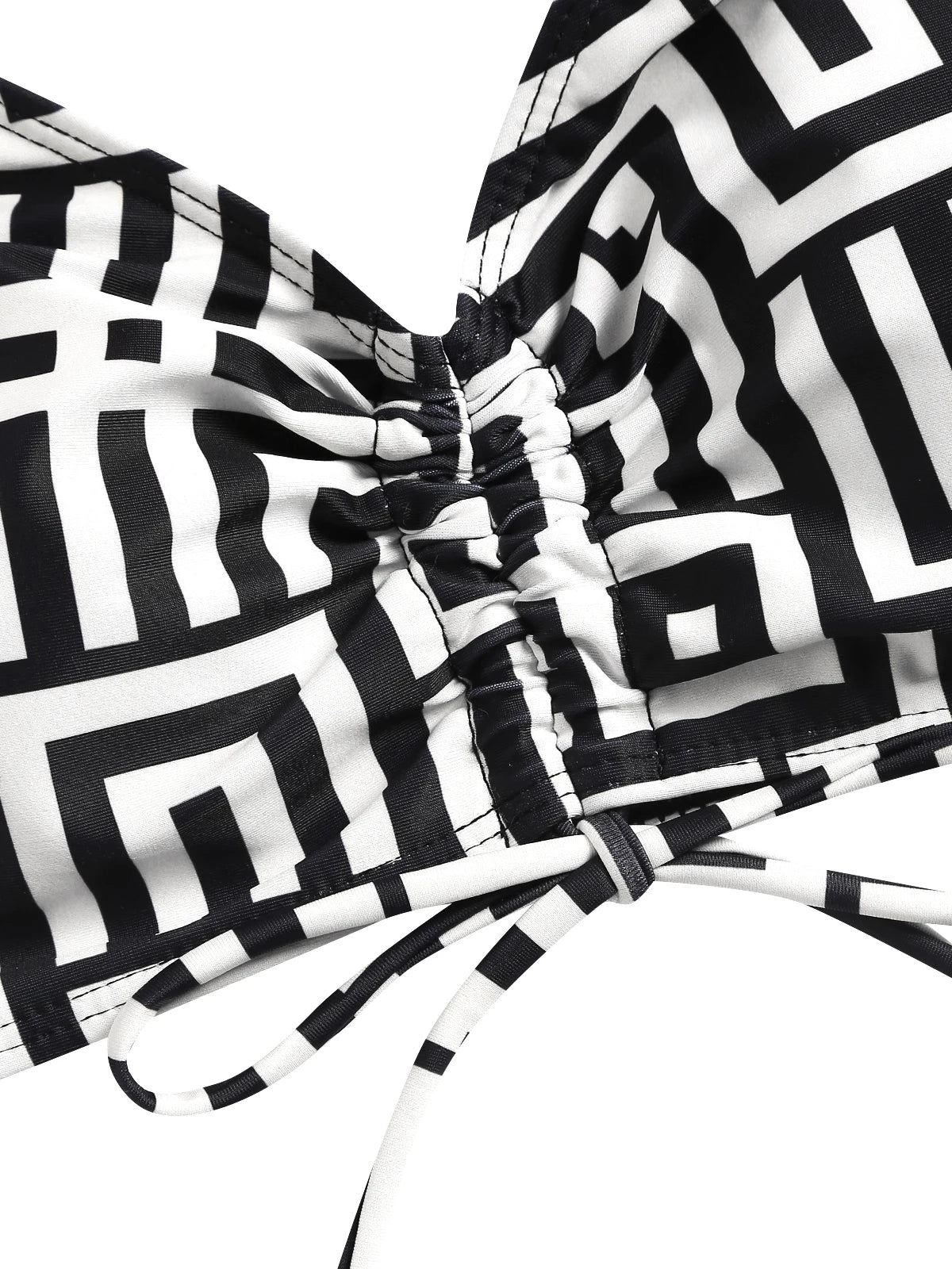 Women's Beach Summer Geometric Print Three-Piece Swimsuit Set with Long Sleeve Beach Cover-Up, Polyester Knit Fabric with Elasta