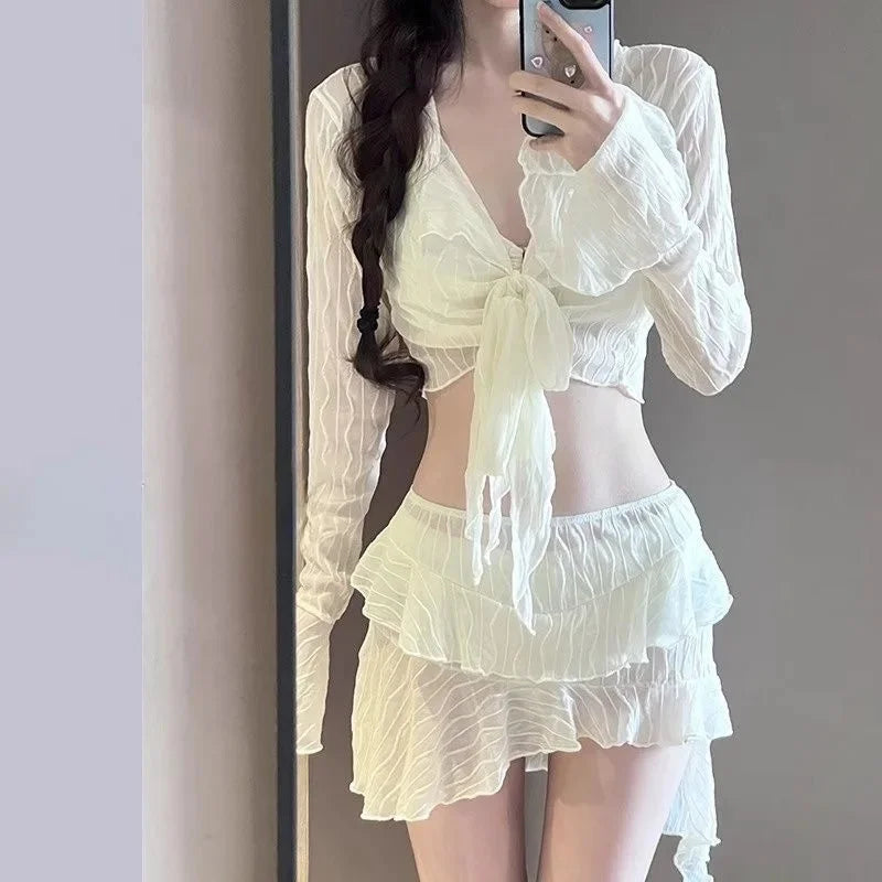 Sexy Bikini Swimsuit Women's Conservative Slimming Cover-Up Separate Swimwear Four-Piece Set Beach Vacation Hot Spring Swimming